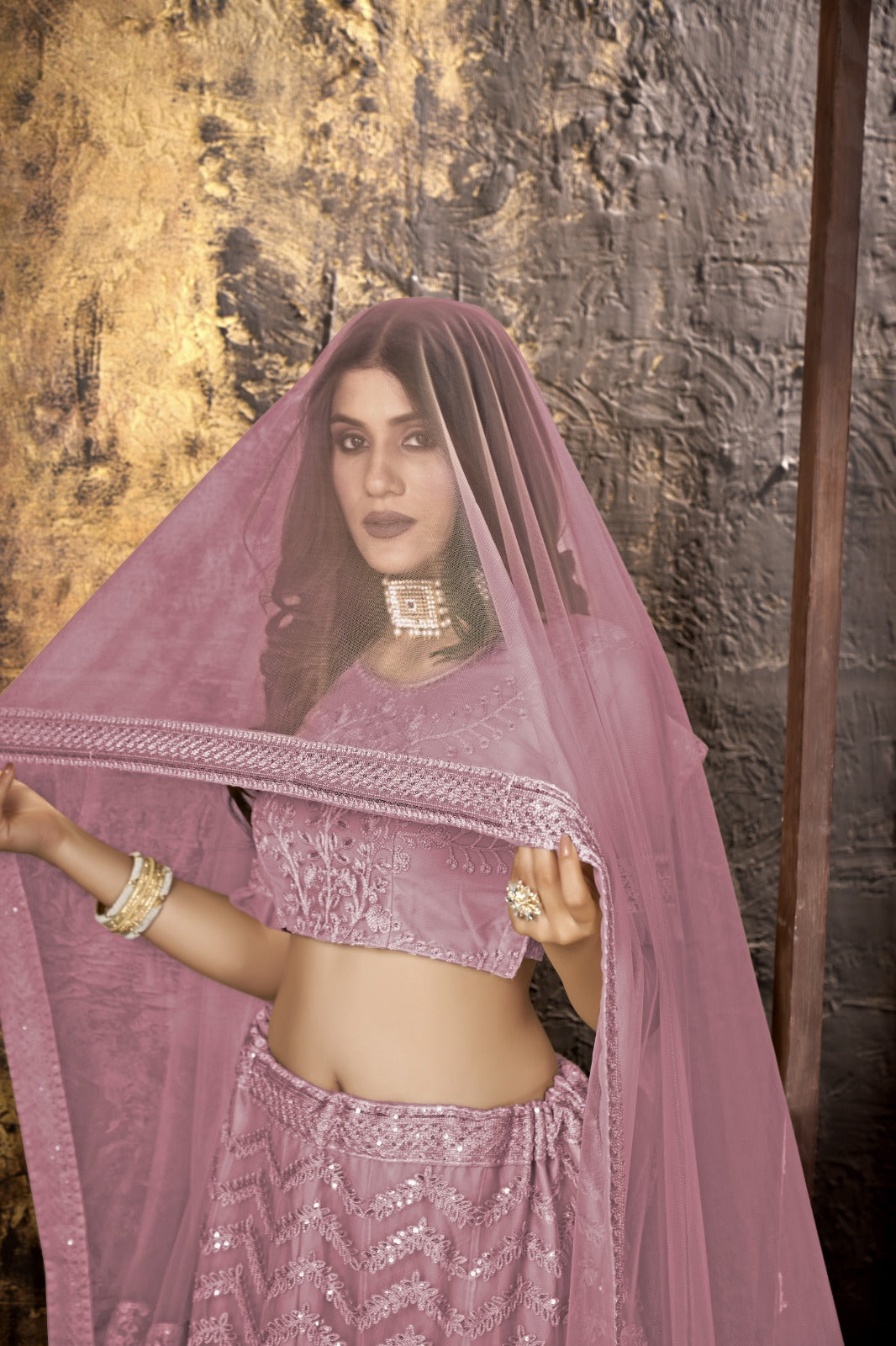 Malty Heavy Net With Designer Embroidery Work Semi Stitch Lehenga Choli